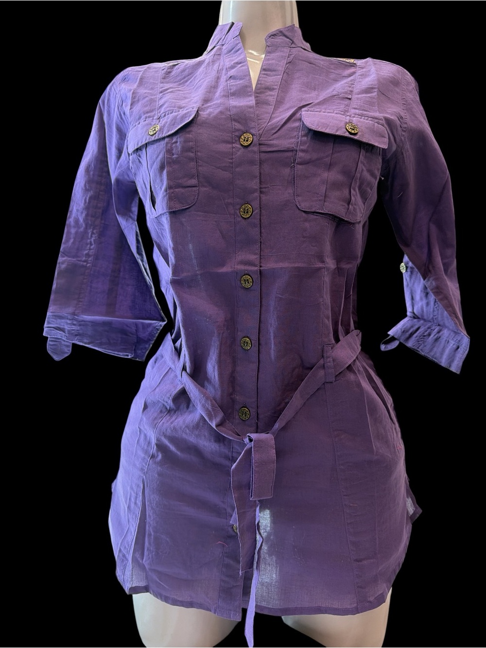 Vintage Trixxi Purple Cotton Button-Front Tunic